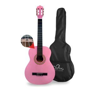 Guitarra Sevillana Rosada 39 Pulgadas Con Alma Y Funda Color Rosa