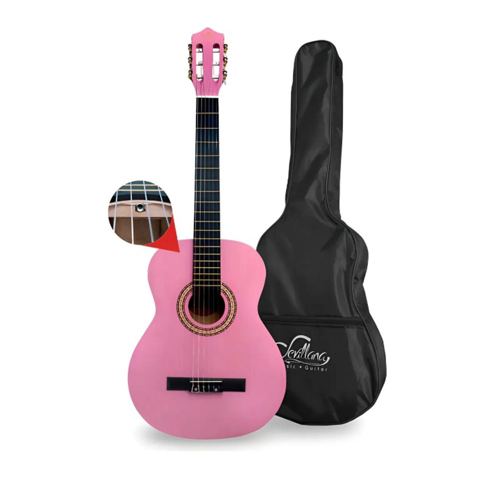Guitarra Sevillana Rosada 39 Pulgadas Con Alma Y Funda Color Rosa