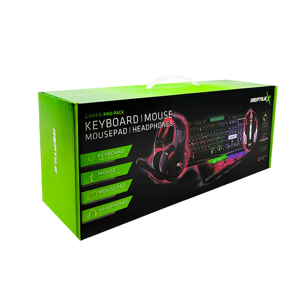 KIT GAMER 4 EN 1 AUDIFONO + MOUSE + TECLADO + PADMOUSE RX0042 REPTILEX - Imagen 2