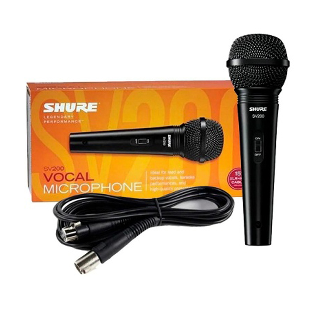 Micrófono Vocal Dinámico Sv200 Shure Con Cable Negro