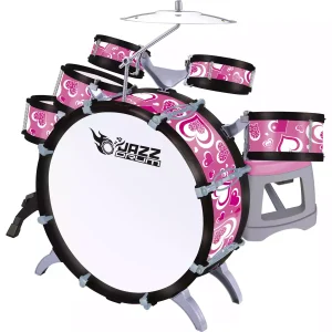 Batería Musical Juguete Jazz Drum Niña 6 Tambores + Piso Rosa