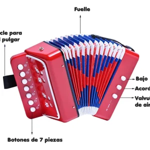 Alternative view of Acordeón De Niños 7 Teclas Rojo Brillante