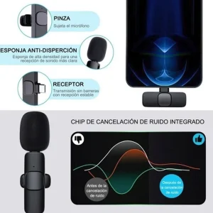 Alternative view of Micrófono Lavalier Solapa Inalámbrico Tipo C Para Celular