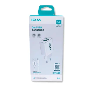 Cargador Dual 2.4A, Con Cable USB Tipo C, Blanco