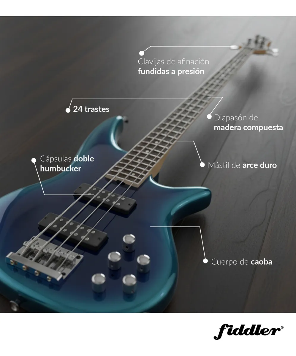 Bajo Eléctrico Azul + Amplificador 20w - Imagen 2